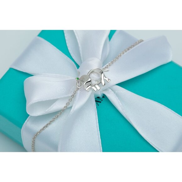 Tiffany & Co. Elephant Bracelet "Save the Elephants" Green Tsavorite in Silver - Picture 6 of 8